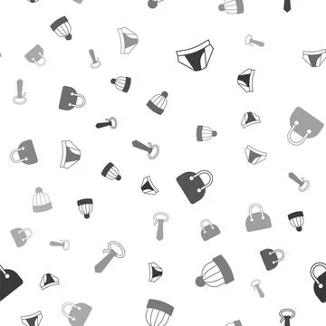 Set Men underpants, Winter hat, Handbag and Tie on seamless pattern. Vector 스톡 일러스트