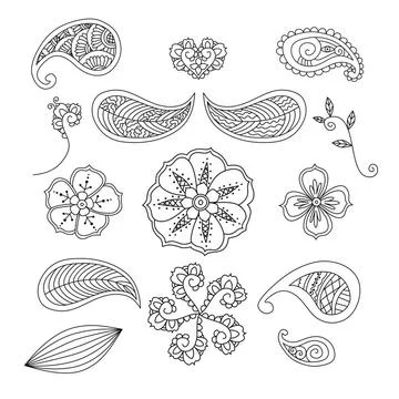 Set of Mendie elements. Monochrome set of Mendie elements on white backgro... Stock Photos