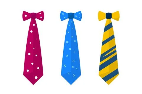 Set of men's bow ties in different colors with patterns Stock Illustration