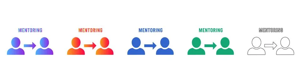Set of Mentoring and Knowledge Transfer Icons Stock Illustration