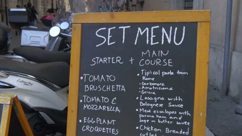 A Set Menu On Display In Rome, Italy Stock Footage 155015059