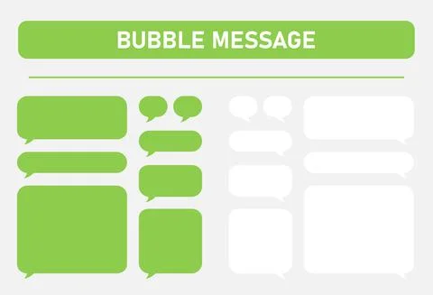 Set of Message Bubbles in green on a white background. Vector illustration. Stock Illustration