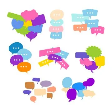 Set of Message Bubbles Overload Set Collection, Social Media Overload and D.. Illustrazione stock