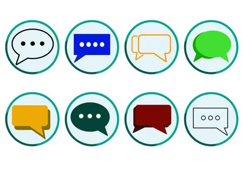 Set of message icons with different color and style isolated cyan circle vect Stock-Illustration