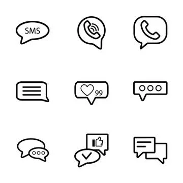 Set of the message, thin line Icons. 스톡 일러스트