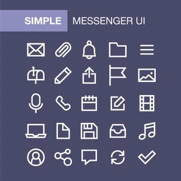 Set of messenger icons for simple flat style ui design Stock Illustration