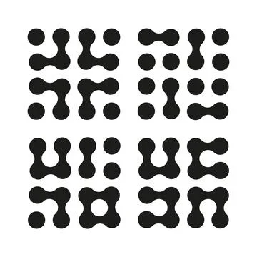 Set of Metaball icons. Connected dots symbols isolated on white background Stock Illustration