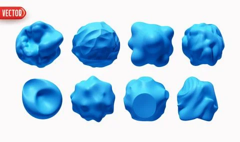 Set of Metaball shapes of objects realistic 3d design. Collection Meteorites  Stock Illustration