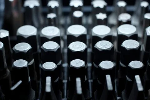 Set of metal bits for a screwdriver Stock Photos