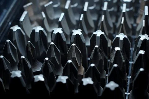 Set of metal bits for a screwdriver Stock Photos