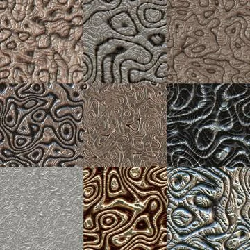 Set of metal bumps seamless generated textures Stock Illustration