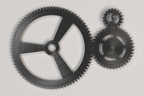 Set of metal gears and cogs on white background Stock Illustration