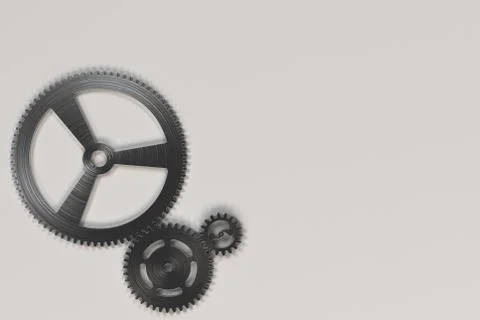 Set of metal gears and cogs on white background Stock Illustration