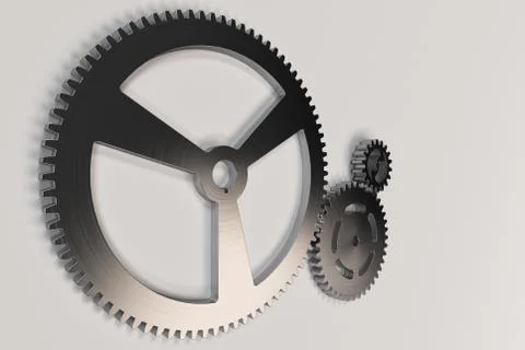 Set of metal gears and cogs on white background Stock Illustration