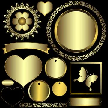 Set metal gradient frames and banners Stock Illustration