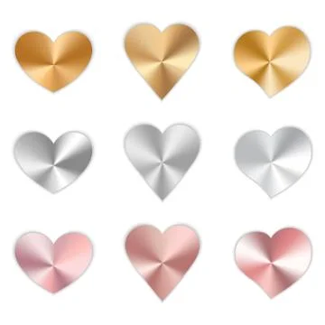 Set of metal hearts Stock Illustration