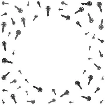 Set of metal keys dangling in circular motion - - vector illustration or bann Stock Illustration