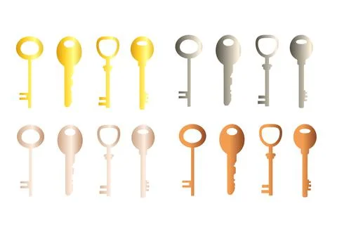 A set of metal keys. Vector illustration isolated on a white background. Stock Illustration