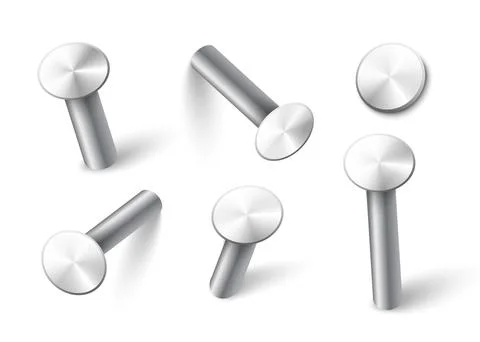 Set of metal nails in different perspective images on white background イラスト素材