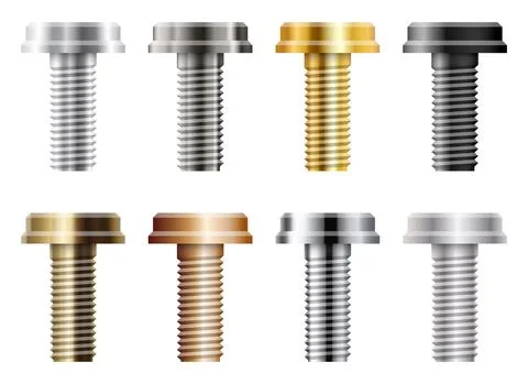 Set of metal screws vector illustration Stock Illustration