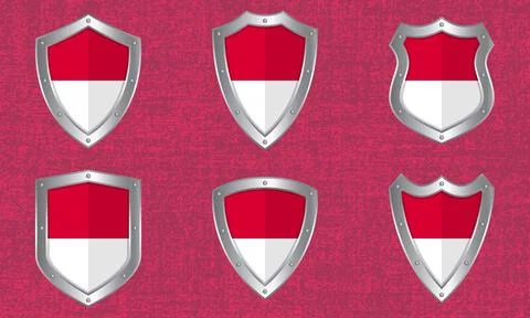 Set of metal shields with the Monaco flag Stock Illustration