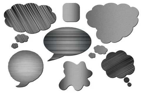 Set of metal Speech Bubbles isolated Stock Photos