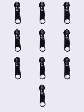 Set of metal zipper pulls Stock Photos