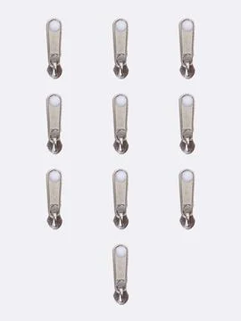 Set of metal zipper pulls variant Stock Photos