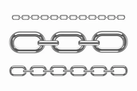 Set of metallic chains of different thickness Stock Illustration
