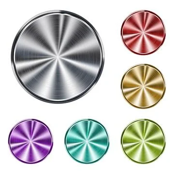 Set of Metallic Circular Buttons in Various Colors Stock Illustration