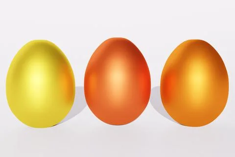 Set of metallic eggs. Objects for design. Three shapes in different colors. E Stock Illustration