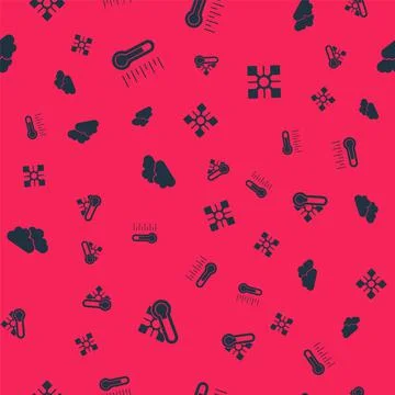 Set Meteorology thermometer, , Cloud and Snowflake on seamless pattern. Vector Stockillustratie
