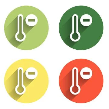 Set Meteorology thermometer measuring icon isolated with long shadow backgr.. Stock Illustration