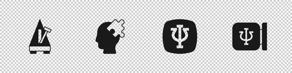 Set Metronome with pendulum, Solution to the problem, Psychology, Psi and icon Illustrazione stock