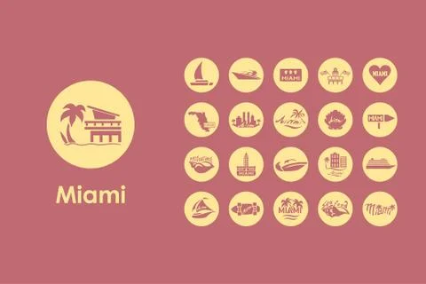 Set of Miami simple icons Ilustración de archivo
