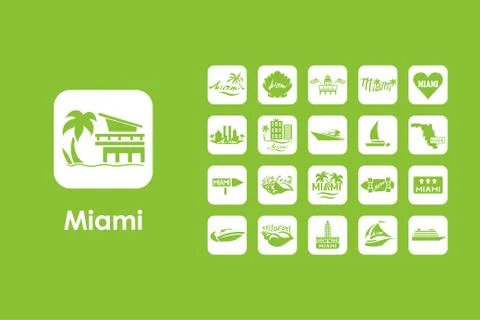 Set of Miami simple icons Ilustración de archivo