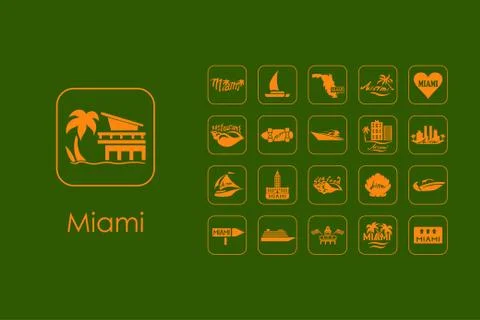 Set of Miami simple icons Ilustración de archivo
