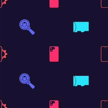 Set Micro SD memory card, System bug, Smartphone and Phone repair service on  イラスト素材