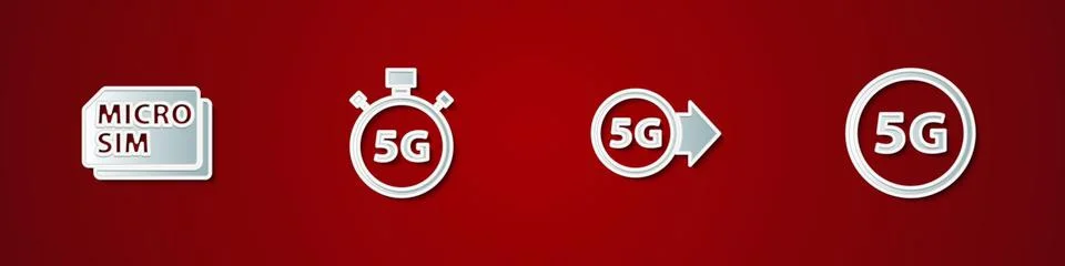Set Micro Sim Card, Digital speed meter 5G, network and icon. Vector イラスト素材