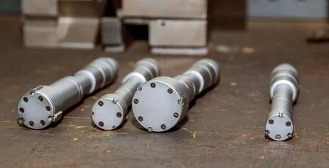 A set of micrometers for accurate measurement of different hole sizes. Stock Photos