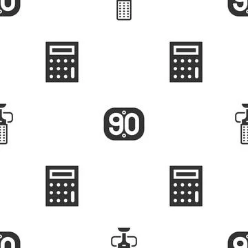 Set Microphone, 90s Retro and Calculator on seamless pattern. Vector イラスト素材