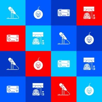 Set Microphone, Bomb ready to explode, Mobile and playing in game and Racing 스톡 일러스트