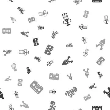 Set Microphone, Camera roll cartridge, Swimsuit and Retro audio cassette tape Stock Illustration