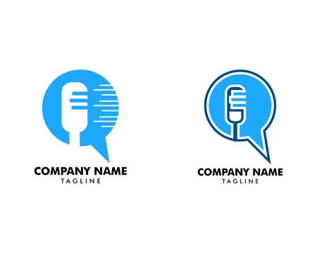 Set of Microphone chat podcast logo vector Stock Illustration