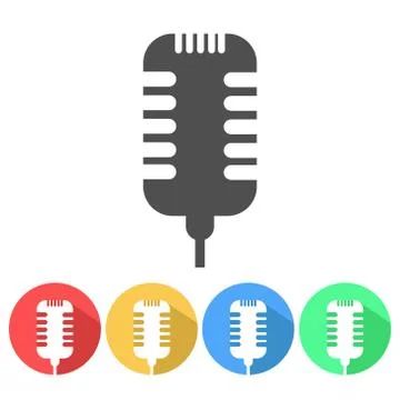 Set of microphone flat vector icon, stock vector Stock Illustration