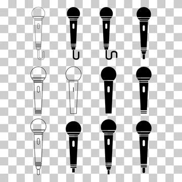 Set of Microphone icon, audio speech symbol, record concert sign, web button Stock Illustration