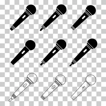 Set of Microphone icon, audio speech symbol, record concert sign, web button Stock Illustration