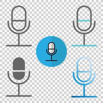 Set Microphone Icon. Editable Stroke Collection. Can be used for website UI Illustrazione stock