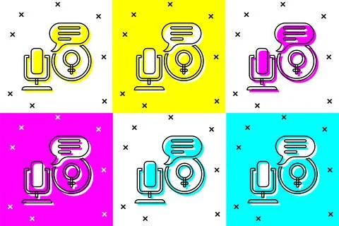 Set Microphone icon isolated on color background. On air radio mic microphone Illustrazione stock