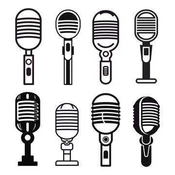 Set of Microphone icon vector Stock Illustration